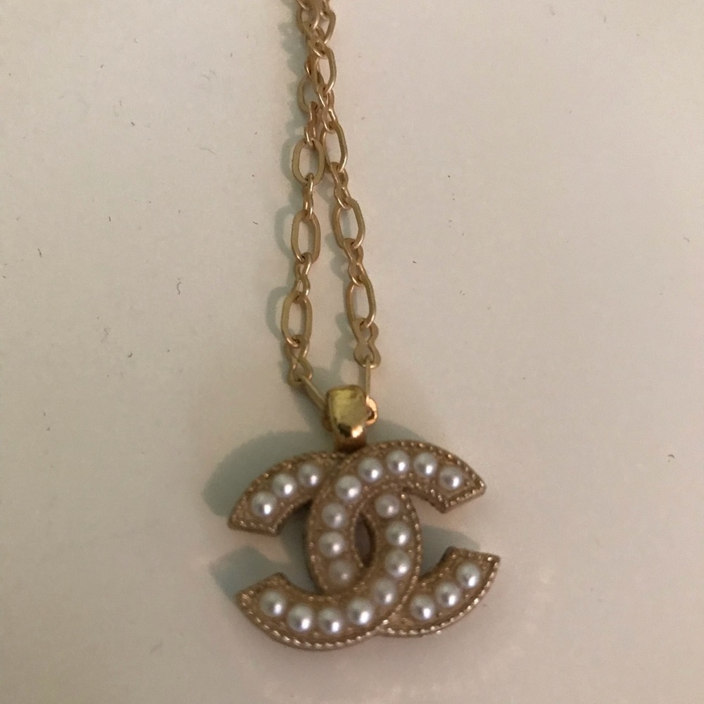 Ronda Smith necklace with Chanel button.